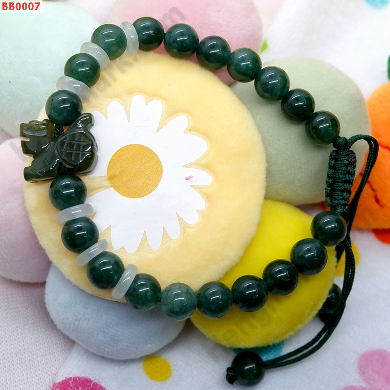 BB0007 สร้อยข้อมือเชือกกิเลนหยก สีเขียวเข้ม ราคา 299 บาท http://www.hengmark.com/view_product/BB0007.htm