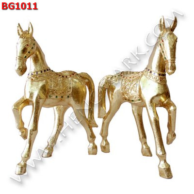 BG1011 ม้าไม้แกะสลักเคลือบทอง เป็นคู่ ราคา 3399 บาท http://www.hengmark.com/view_product/BG1011.htm