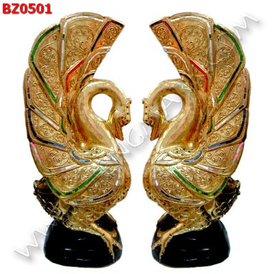 BZ0501 หงส์คู่ ไม้เคลือบทอง ราคา 4999 บาท http://www.hengmark.com/view_product/BZ0501.htm