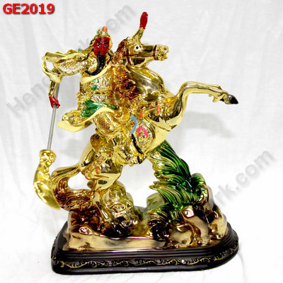 GE2019  เทพกวนอูขี่ม้า เรซิ่นเคลือบทอง 24 K ราคา 1499 บาท http://www.hengmark.com/view_product/GE2019.htm