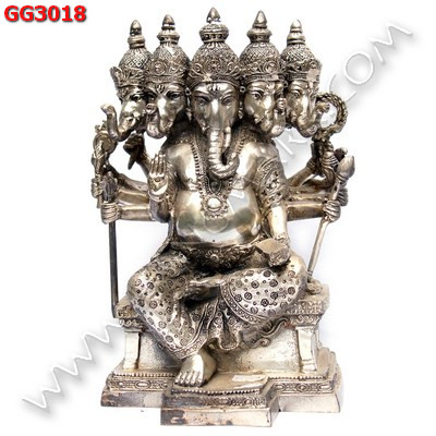 GG3018 พระพิฆเนศทองเหลืองขัดเงิน  5 เศียร ราคา 4500 บาท http://www.hengmark.com/view_product/GG3018.htm