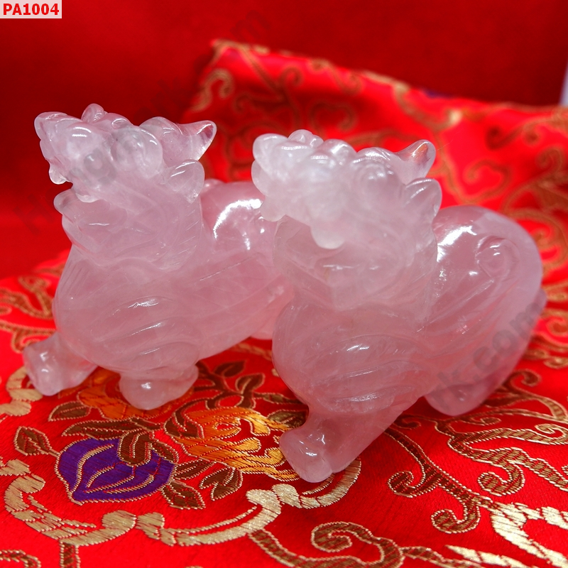 PA1004 ปี่เซียะคู่ตั้งโต๊ะ หินโรสควอตซ์ ราคา 3200 บาท http://www.hengmark.com/view_product/PA1004.htm