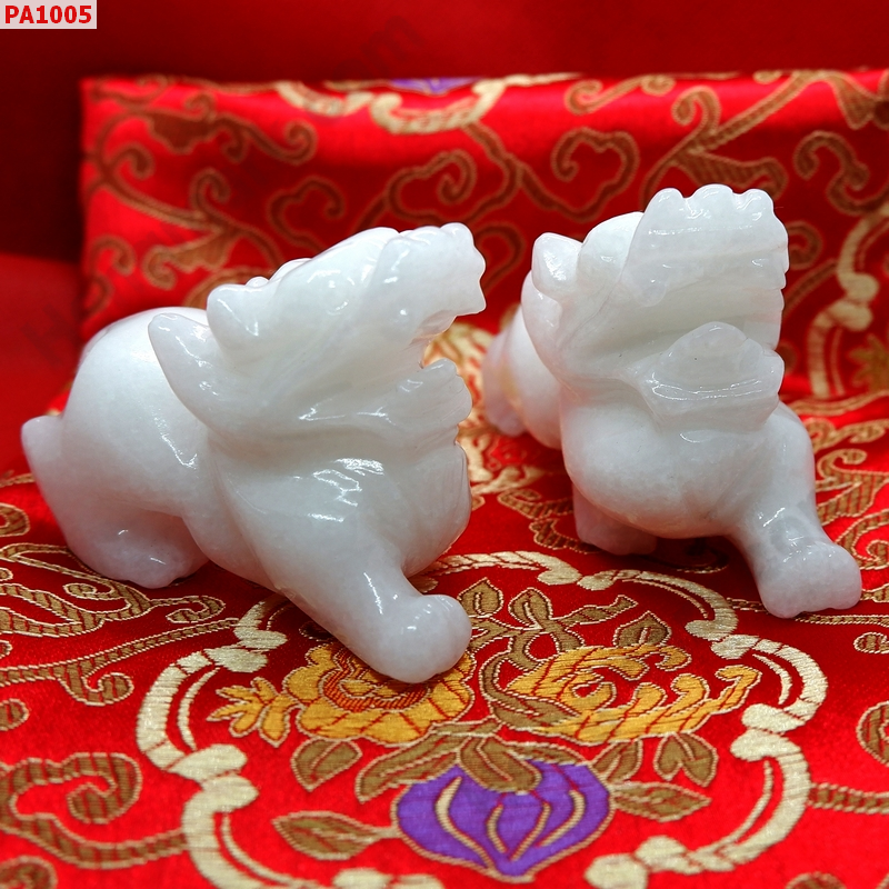 PA1005 ปี่เซียะคู่ตั้งโต๊ะ หินสีขาว ราคา 1500 บาท http://www.hengmark.com/view_product/PA1005.htm