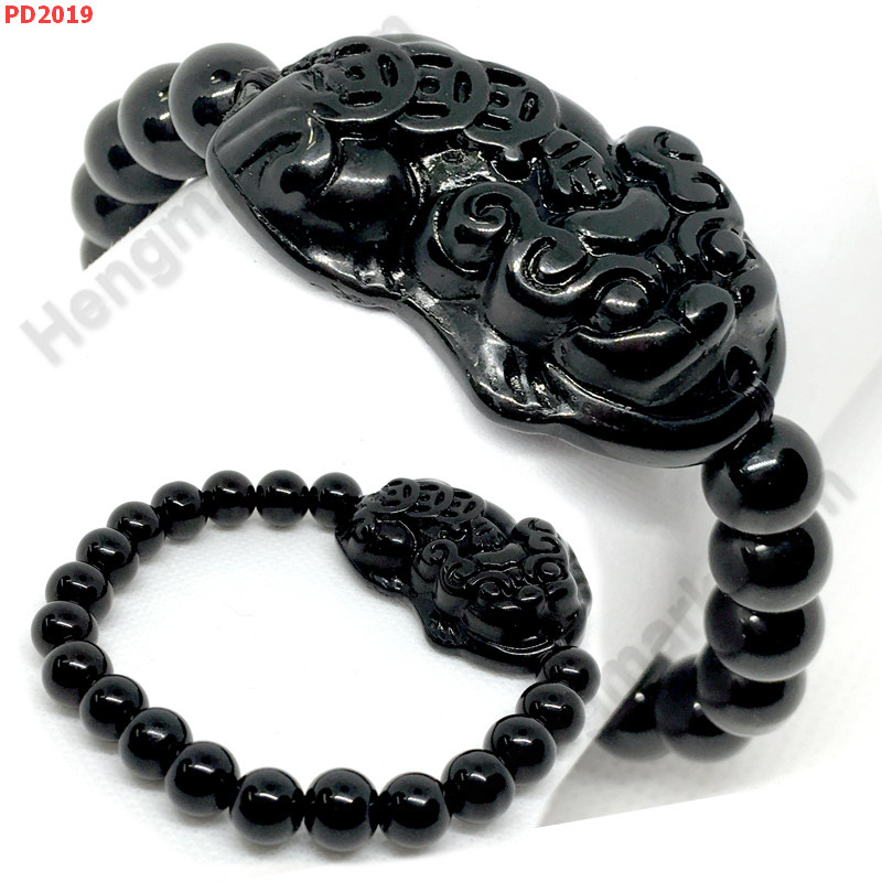 PD2019 สร้อยข้อมือปี่เซียะแก้วสีดำ ราคา 249 บาท http://www.hengmark.com/view_product/PD2019.htm