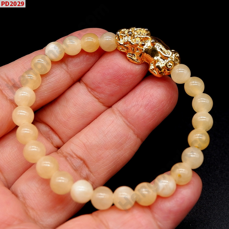 PD2029 สร้อยข้อมือปี่เซียะทอง+หยกน้ำผึ้ง ราคา 249 บาท http://www.hengmark.com/view_product/PD2029.htm