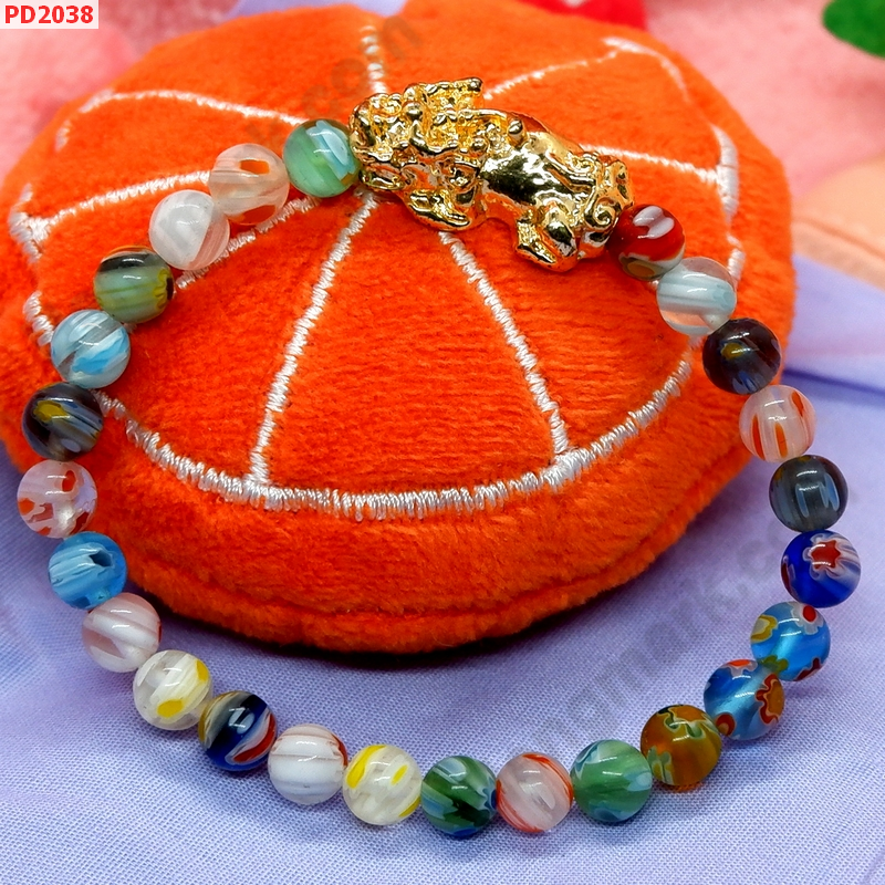 PD2038 สร้อยข้อมือปี่เซียะทอง+หินลายแฟนซี ราคา 249 บาท http://www.hengmark.com/view_product/PD2038.htm