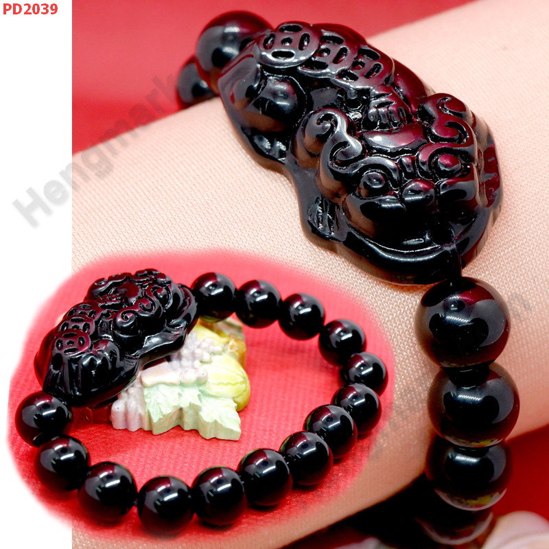 PD2039 สร้อยข้อมือปี่เซียะหินสีดำ ราคา 299 บาท http://www.hengmark.com/view_product/PD2039.htm