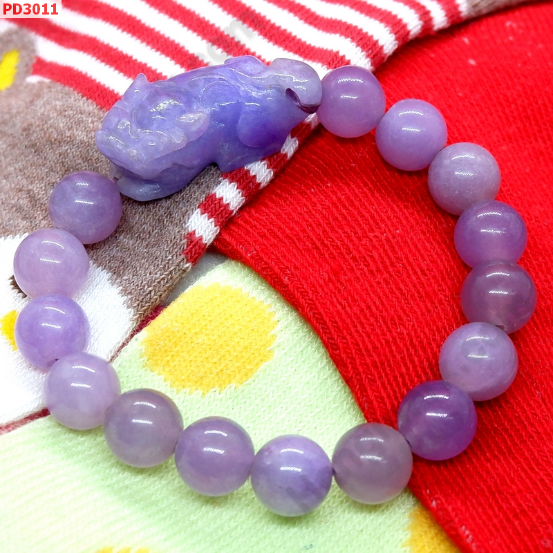 PD3011 สร้อยข้อมือปี่เซียะหยกสีม่วง ราคา 399 บาท http://www.hengmark.com/view_product/PD3011.htm