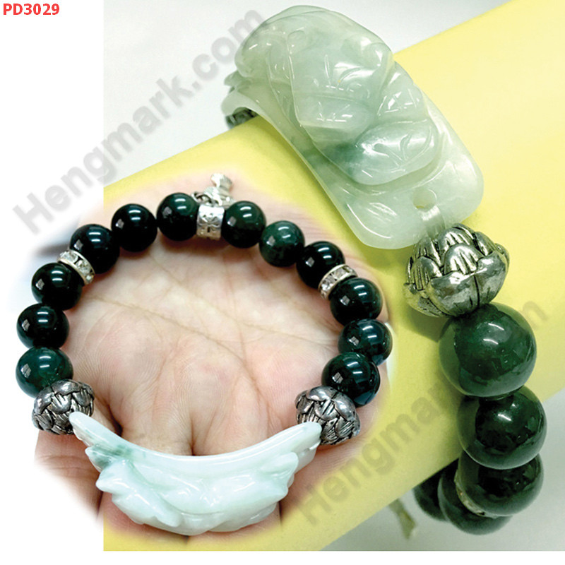 PD3029 สร้อยข้อมือปี่เซียะหยกขาวอมเขียว ราคา 399 บาท http://www.hengmark.com/view_product/PD3029.htm