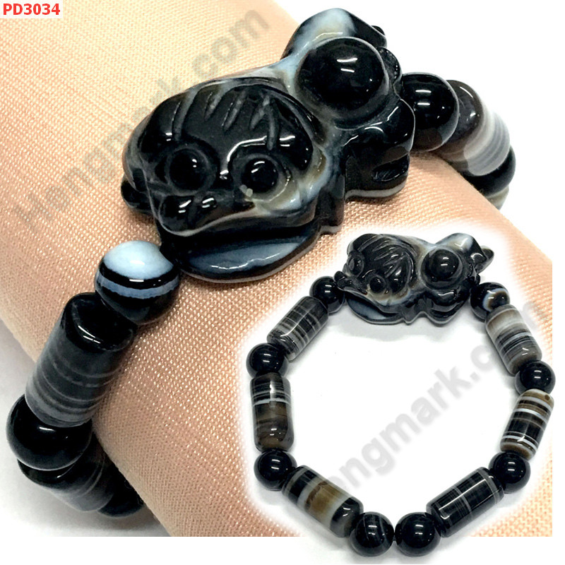 PD3034 สร้อยข้อมือปี่เซียะหินอะเก็ตดำ ราคา 399 บาท http://www.hengmark.com/view_product/PD3034.htm