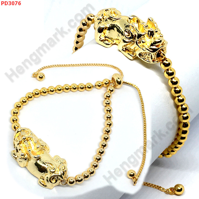 PD3076 สร้อยข้อมือเชือกปี่เซียะสีทอง ราคา 369 บาท http://www.hengmark.com/view_product/PD3076.htm