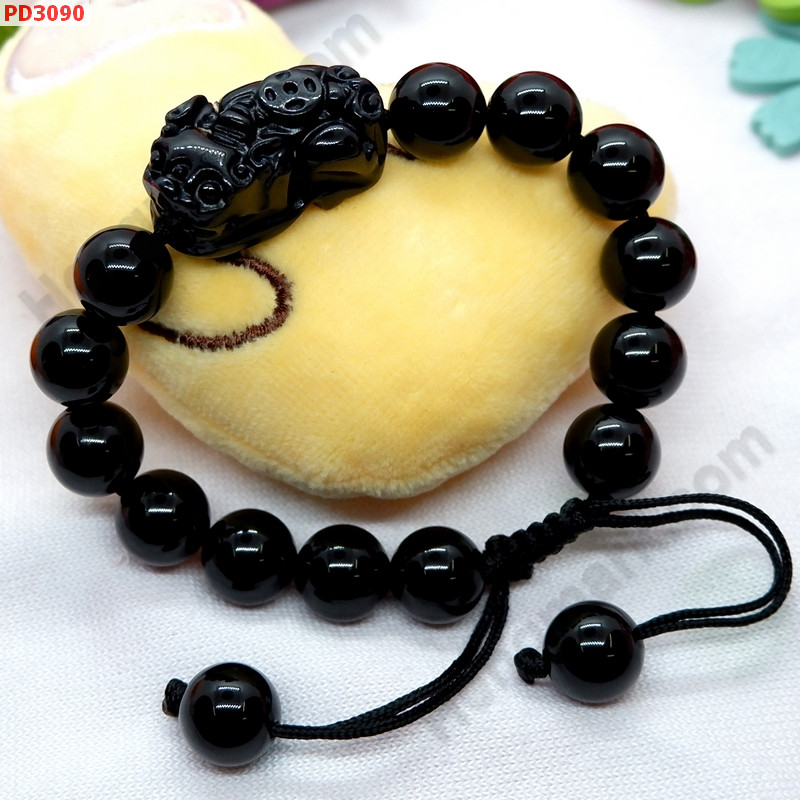 PD3090 สร้อยข้อมือปี่เซียะหินสีดำสร้อยเชือก ราคา 399 บาท http://www.hengmark.com/view_product/PD3090.htm