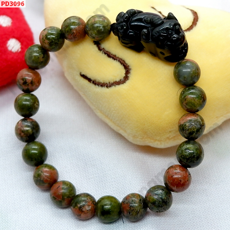 PD3096 สร้อยข้อมือปี่เซียะหินอ็อบสิเดียน+ยูนาไค้ท์ ราคา 399 บาท http://www.hengmark.com/view_product/PD3096.htm