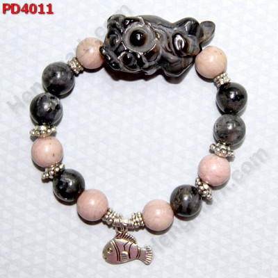 PD4011 สร้อยข้อมือปี่เซียะดำหินอะเก็ต ราคา 449 บาท http://www.hengmark.com/view_product/PD4011.htm