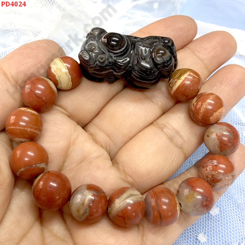 PD4024 สร้อยข้อมือปี่เซียะอะเกตดำ หินเรดแจ๊สเปอร์ ราคา 499 บาท http://www.hengmark.com/view_product/PD4024.htm