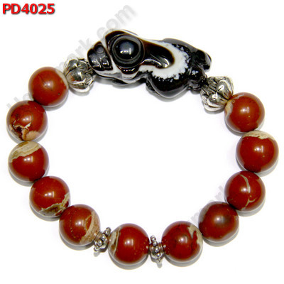 PD4025 สร้อยข้อมือปี่เซียะอะเกตดำ หินเรดแจ๊สเปอร์ ราคา 479 บาท http://www.hengmark.com/view_product/PD4025.htm