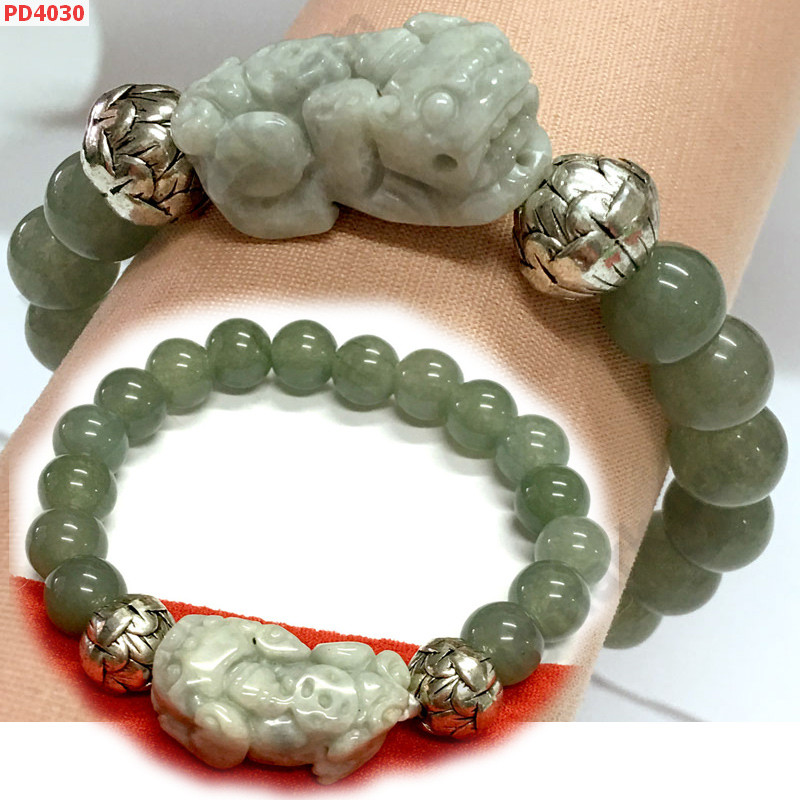 PD4030 สร้อยข้อมือปี่เซียะหยกขาว+หยกเทา ราคา 479 บาท http://www.hengmark.com/view_product/PD4030.htm