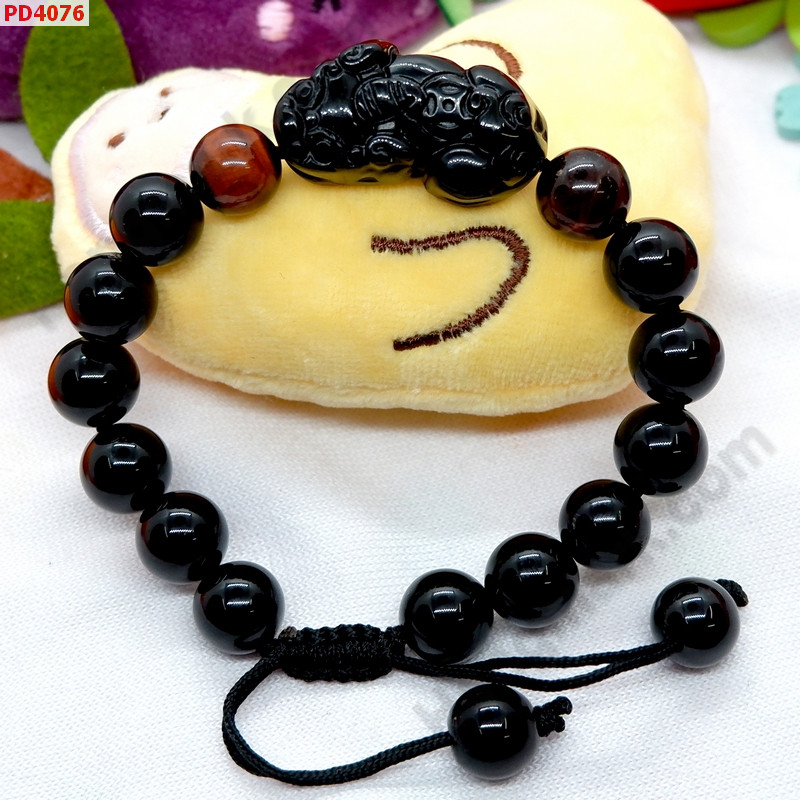 PD4076 สร้อยข้อมือปี่เซียะหินสีดำสร้อยเชือก ราคา 489 บาท http://www.hengmark.com/view_product/PD4076.htm