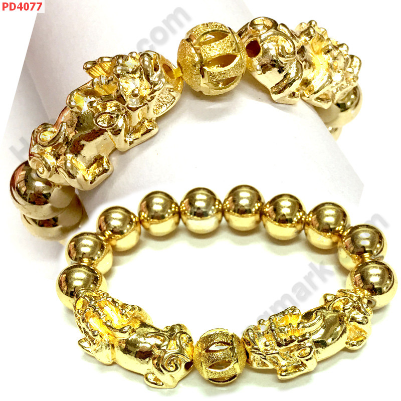 PD4077 สร้อยข้อมือปี่เซียะโลหะทองคู่ ราคา 439 บาท http://www.hengmark.com/view_product/PD4077.htm