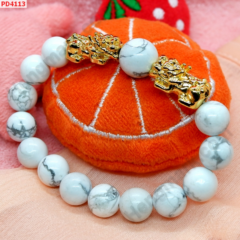 PD4113 สร้อยข้อมือปี่เซียะทองคู่+หินฮาวไล้ท์ ราคา 449 บาท http://www.hengmark.com/view_product/PD4113.htm