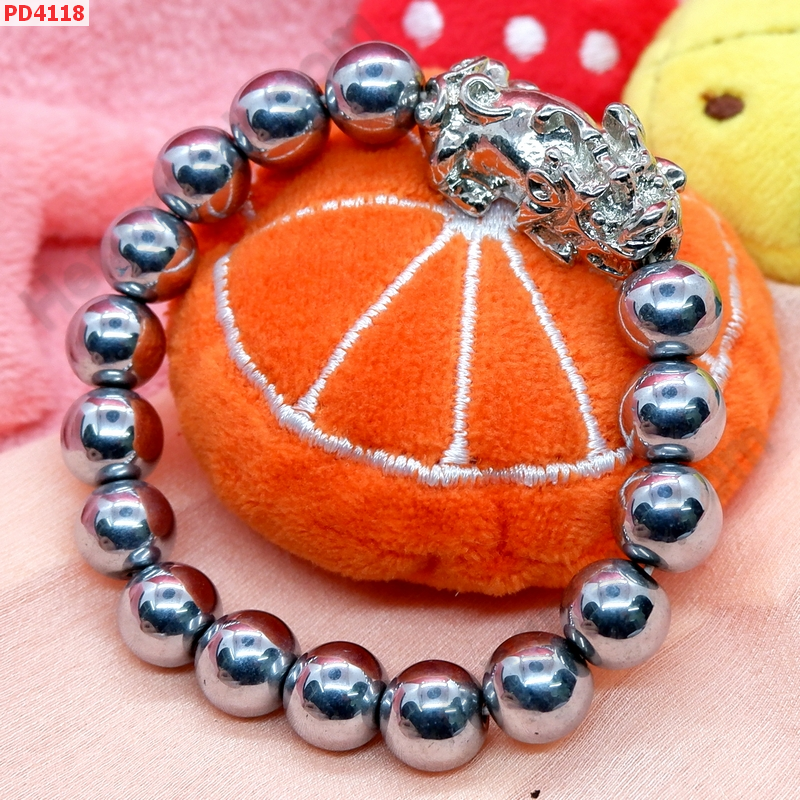 PD4118 สร้อยข้อมือปี่เซียะสีเงิน+ไพไรต์ ราคา 459 บาท http://www.hengmark.com/view_product/PD4118.htm
