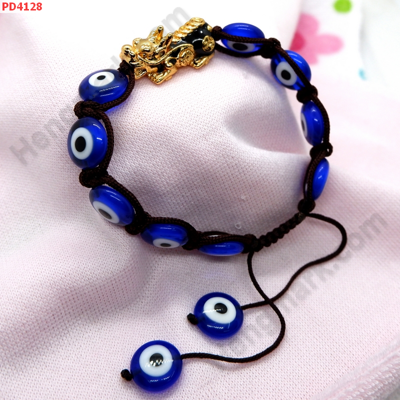 PD4128 สร้อยข้อมือ ปี่เซียะสีทองลงยาสีน้ำเงิน+หินตาสวรรค์ ราคา 499 บาท http://www.hengmark.com/view_product/PD4128.htm