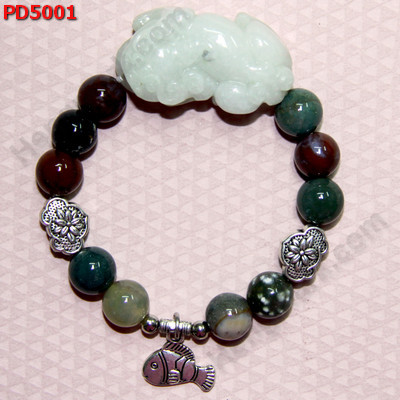 PD5001 สร้อยข้อมือปี่เซียะหยกขาวอมเขียว ราคา 599 บาท http://www.hengmark.com/view_product/PD5001.htm