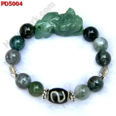 PD5004 สร้อยข้อมือปี่เซียะหยกเขียว DZIลายตะขอ ราคา 549 บาท http://www.hengmark.com/view_product/PD5004.htm