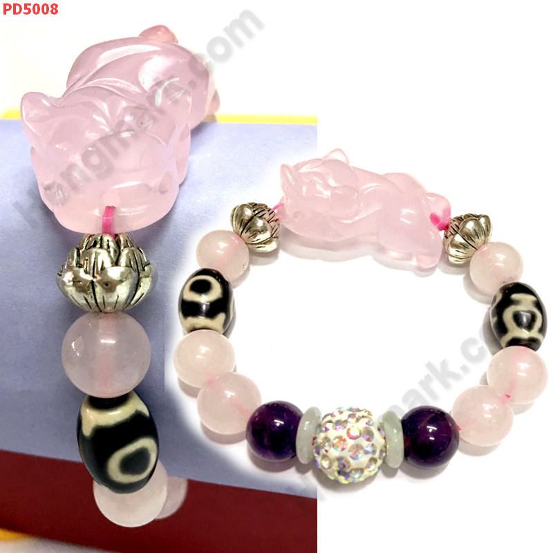 PD5008 สร้อยข้อมือปี่เซียะชมพู หินDZI ราคา 579 บาท http://www.hengmark.com/view_product/PD5008.htm