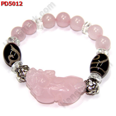 PD5012 สร้อยข้อมือปีเซียะชมพู+DZI ราคา 529 บาท http://www.hengmark.com/view_product/PD5012.htm