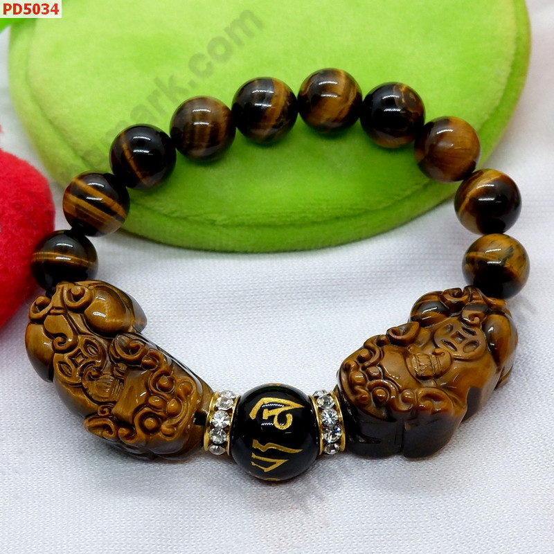 PD5034 สร้อยข้อมือปี่เซียะหินไทเกอร์อายคู่  ราคา 859 บาท http://www.hengmark.com/view_product/PD5034.htm