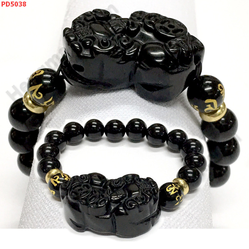 PD5038 สร้อยข้อมือปี่เซียะหินดำ+คาถาทิเบต  ราคา 529 บาท http://www.hengmark.com/view_product/PD5038.htm