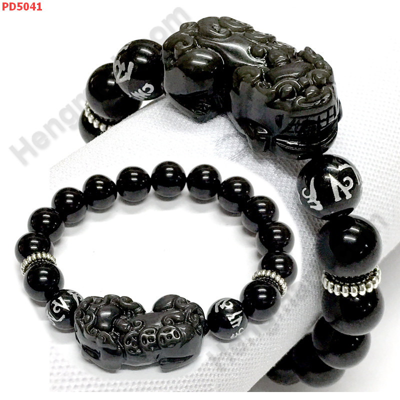 PD5041 สร้อยข้อมือปี่เซียะดำหินอ๊อพซิเดียน ราคา 599 บาท http://www.hengmark.com/view_product/PD5041.htm