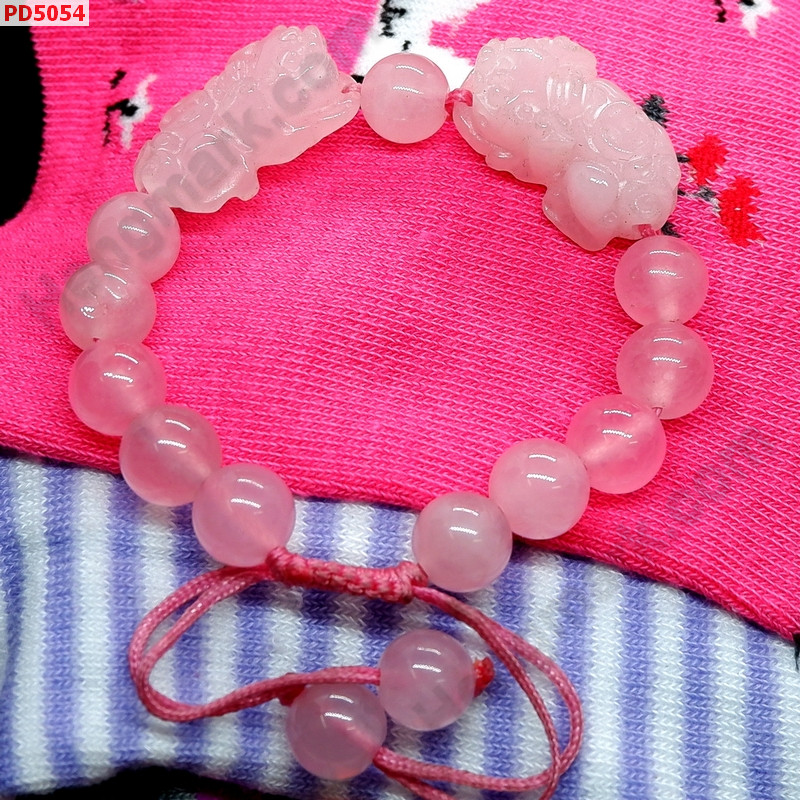 PD5054 สร้อยข้อมือปี่เซียะคู่ หินโรสควอตซ์สร้อยเชือก ราคา 599 บาท http://www.hengmark.com/view_product/PD5054.htm