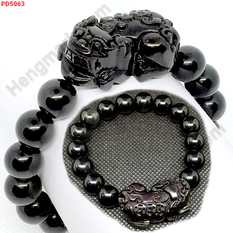 PD5063 สร้อยข้อมือปี่เซียะหินอ๊อบซิเดียนสีดำ ราคา 599 บาท http://www.hengmark.com/view_product/PD5063.htm