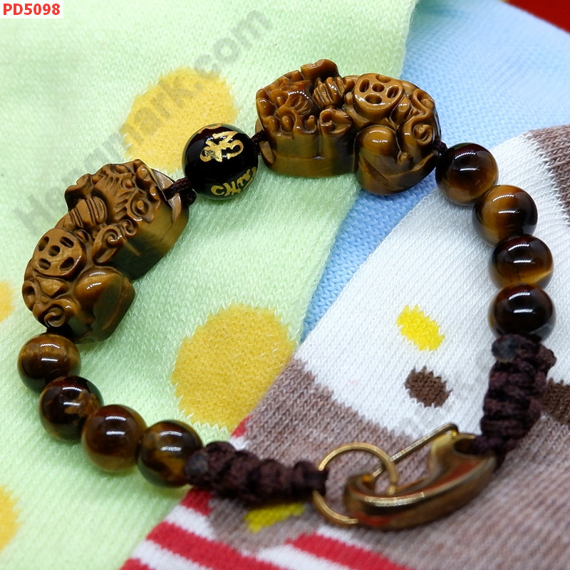 PD5098 สร้อยข้อมือปี่เซียะไทเกอร์อายคู่ร้อยเชือก ตะขอทอง ราคา 599 บาท http://www.hengmark.com/view_product/PD5098.htm