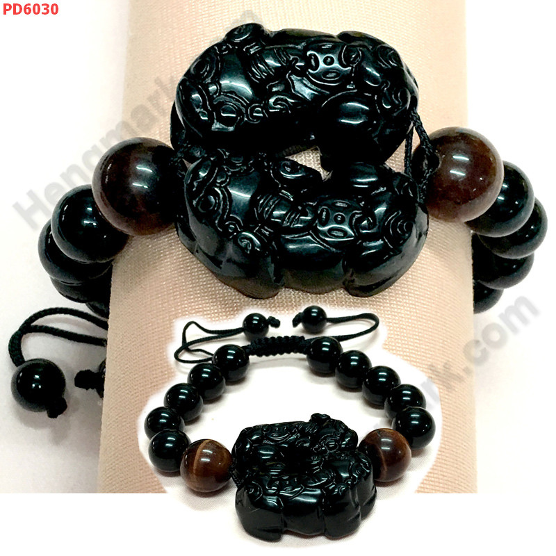 PD6030 สร้อยข้อมือปี่เซียะคู่ หินสีดำสร้อยเชือก ราคา 669 บาท http://www.hengmark.com/view_product/PD6030.htm