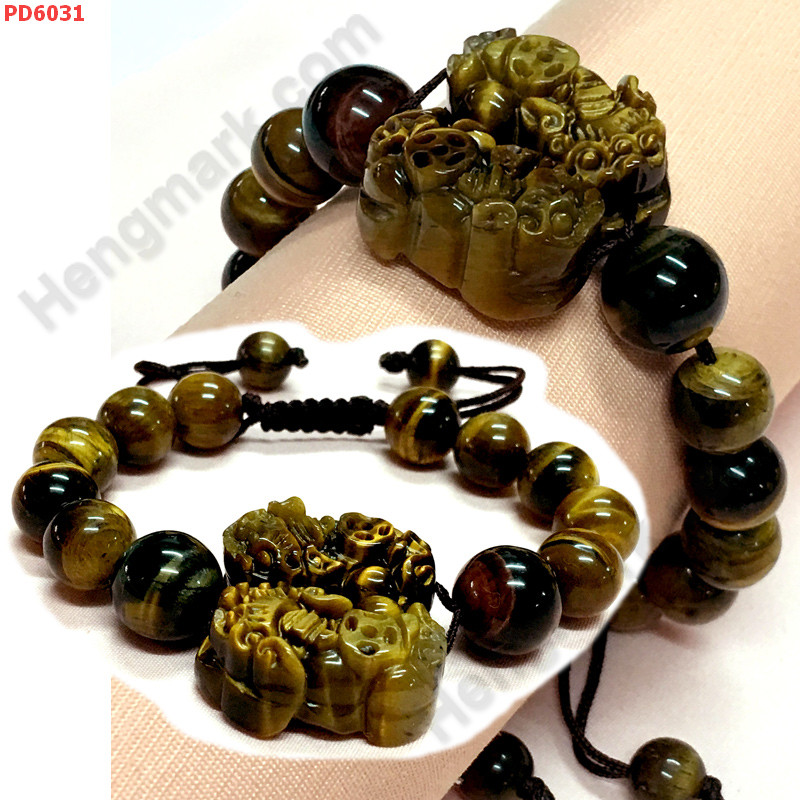 PD6031 สร้อยข้อมือปี่เซียะคู่ หินไทเกอร์อายสร้อยเชือก ราคา 669 บาท http://www.hengmark.com/view_product/PD6031.htm