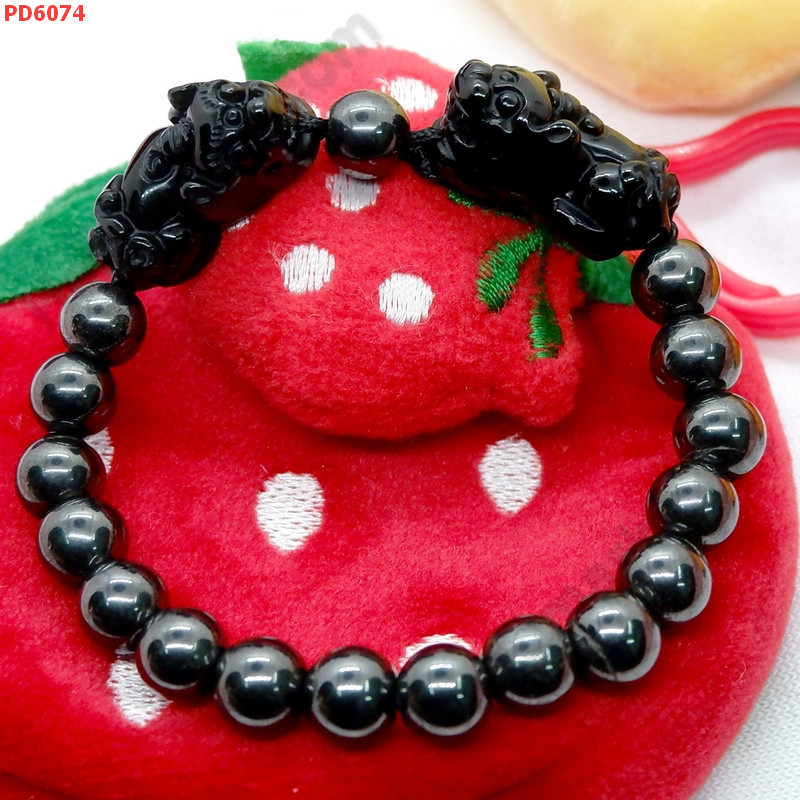 PD6074 สร้อยข้อมือปี่เซียะคู่หินอ็อบสิเดียน ราคา 669 บาท http://www.hengmark.com/view_product/PD6074.htm