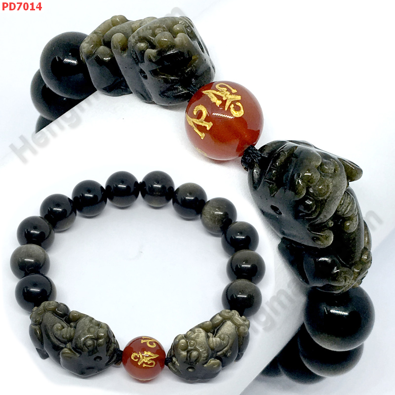 PD7014 สร้อยข้อมือปี่เซียะคู่หินโกลเด้นอ๊อบซิเดียน ราคา 799 บาท http://www.hengmark.com/view_product/PD7014.htm
