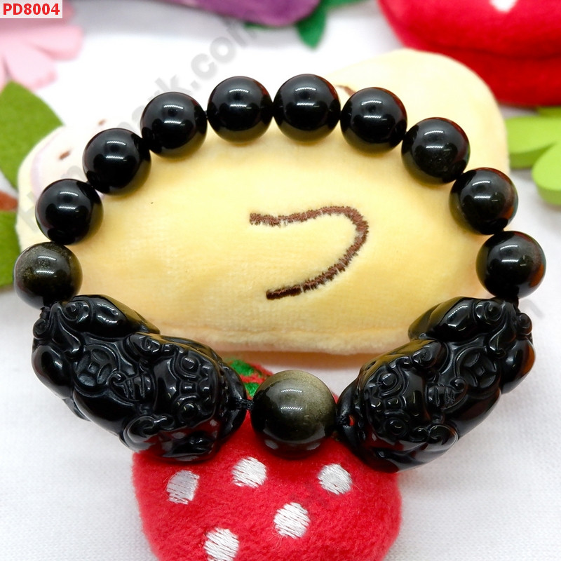 PD8004 สร้อยข้อมือปี่เซียะคู่หินอ๊อบซิเดียนดำ ราคา 849 บาท http://www.hengmark.com/view_product/PD8004.htm