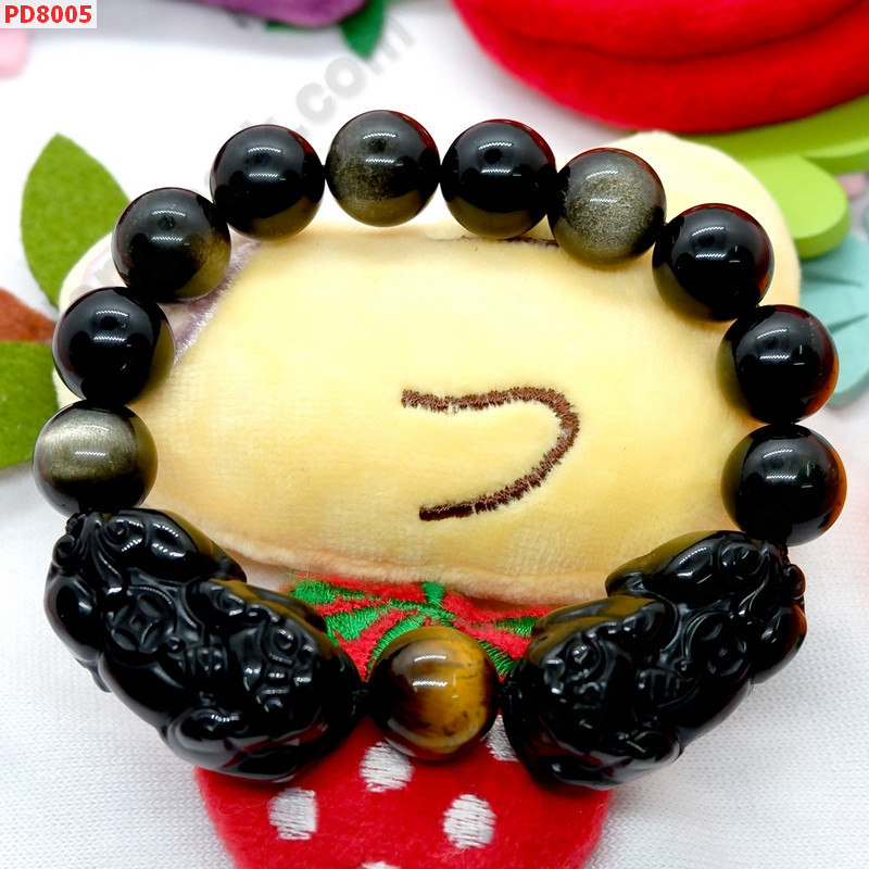 PD8005 สร้อยข้อมือปี่เซียะคู่หินอ๊อบซิเดียนดำ ราคา 899 บาท http://www.hengmark.com/view_product/PD8005.htm