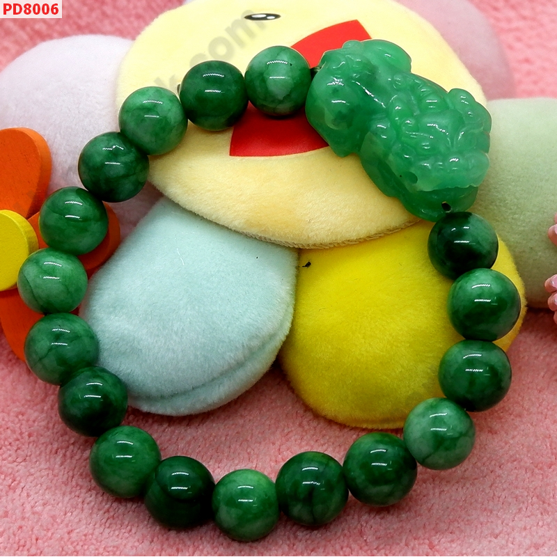 PD8006 สร้อยข้อมือปี่เซียะหยกเกรดA สีเขียวสด ราคา 859 บาท http://www.hengmark.com/view_product/PD8006.htm
