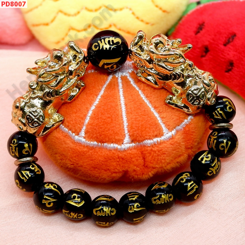 PD8007 สร้อยข้อมือปี่เซียะทองคู่+คาถาทิเบต ราคา 849 บาท http://www.hengmark.com/view_product/PD8007.htm