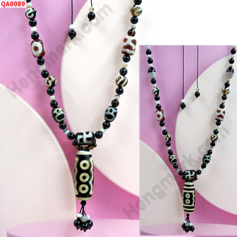 QA0089 สร้อยคอหินทิเบต 5 ตา+หลายลาย ราคา 4199 บาท http://www.hengmark.com/view_product/QA0089.htm