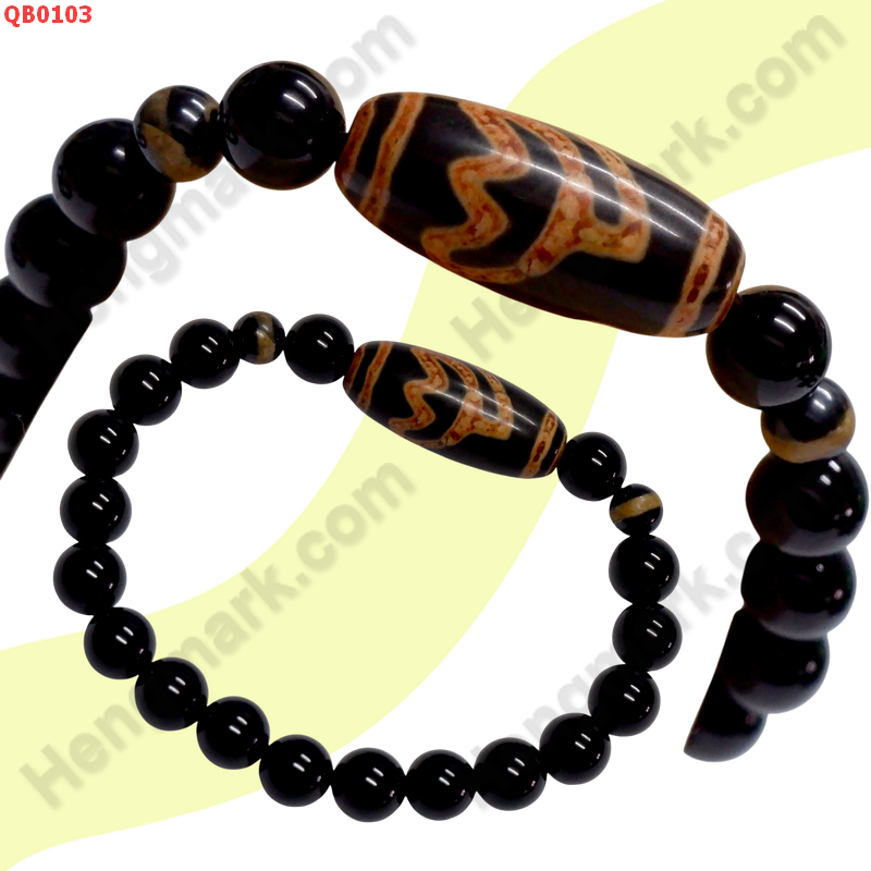 QB0103 สร้อยข้อมือหินDZI ลายดอกบัว ราคา 299 บาท http://www.hengmark.com/view_product/QB0103.htm