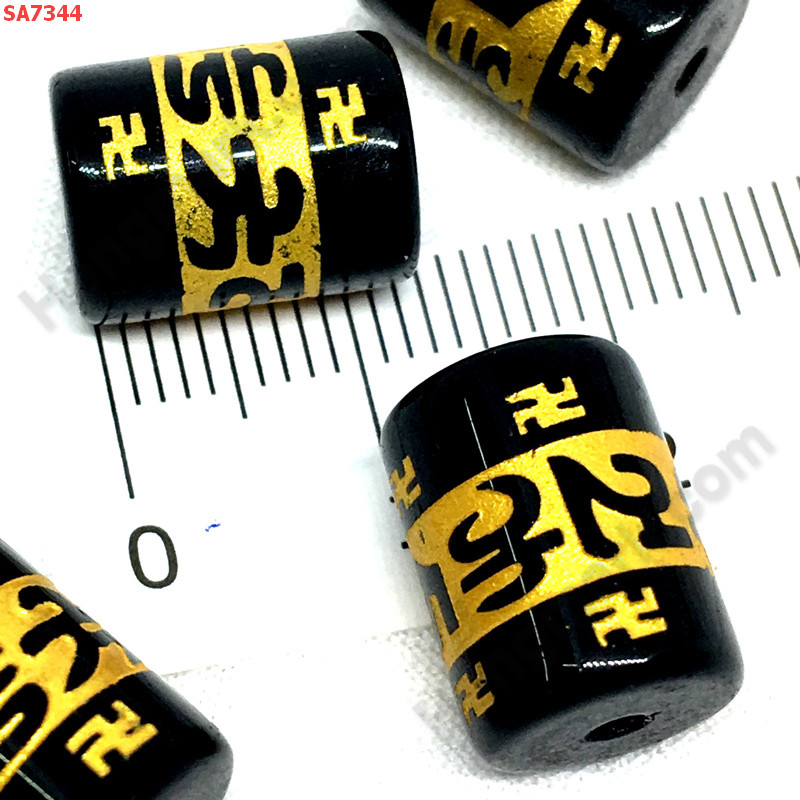 SA7344 หินอะเกตดำลายคาถาทิเบตทอง ทรงท่อ ราคา 30 บาท http://www.hengmark.com/view_product/SA7344.htm