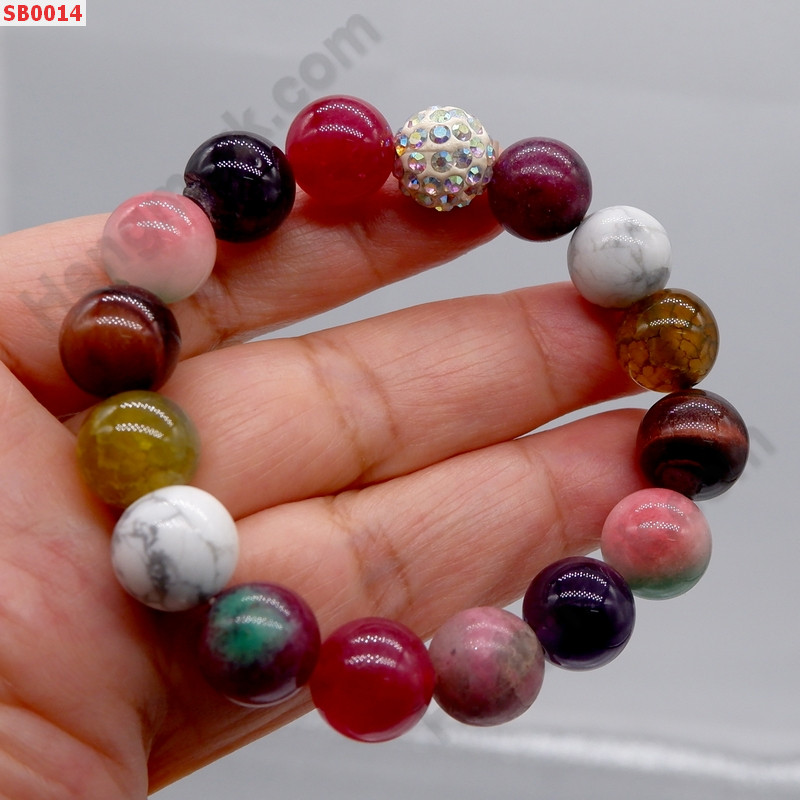 SB0014 สร้อยข้อมือหิน 8 ชนิด ขนาด 12 มม. ราคา 445 บาท http://www.hengmark.com/view_product/SB0014.htm