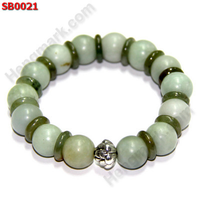 SB0021 สร้อยข้อมือหยกขาวอมเขียว ราคา 425 บาท http://www.hengmark.com/view_product/SB0021.htm