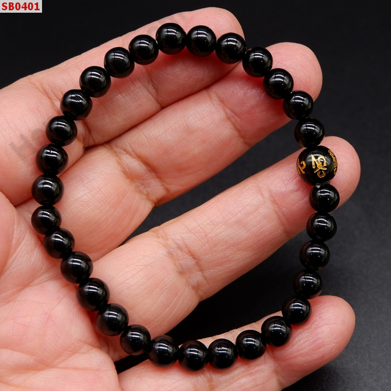 SB0401 สร้อยข้อมืออะเกตดำ+หินคาถา ราคา 179 บาท http://www.hengmark.com/view_product/SB0401.htm